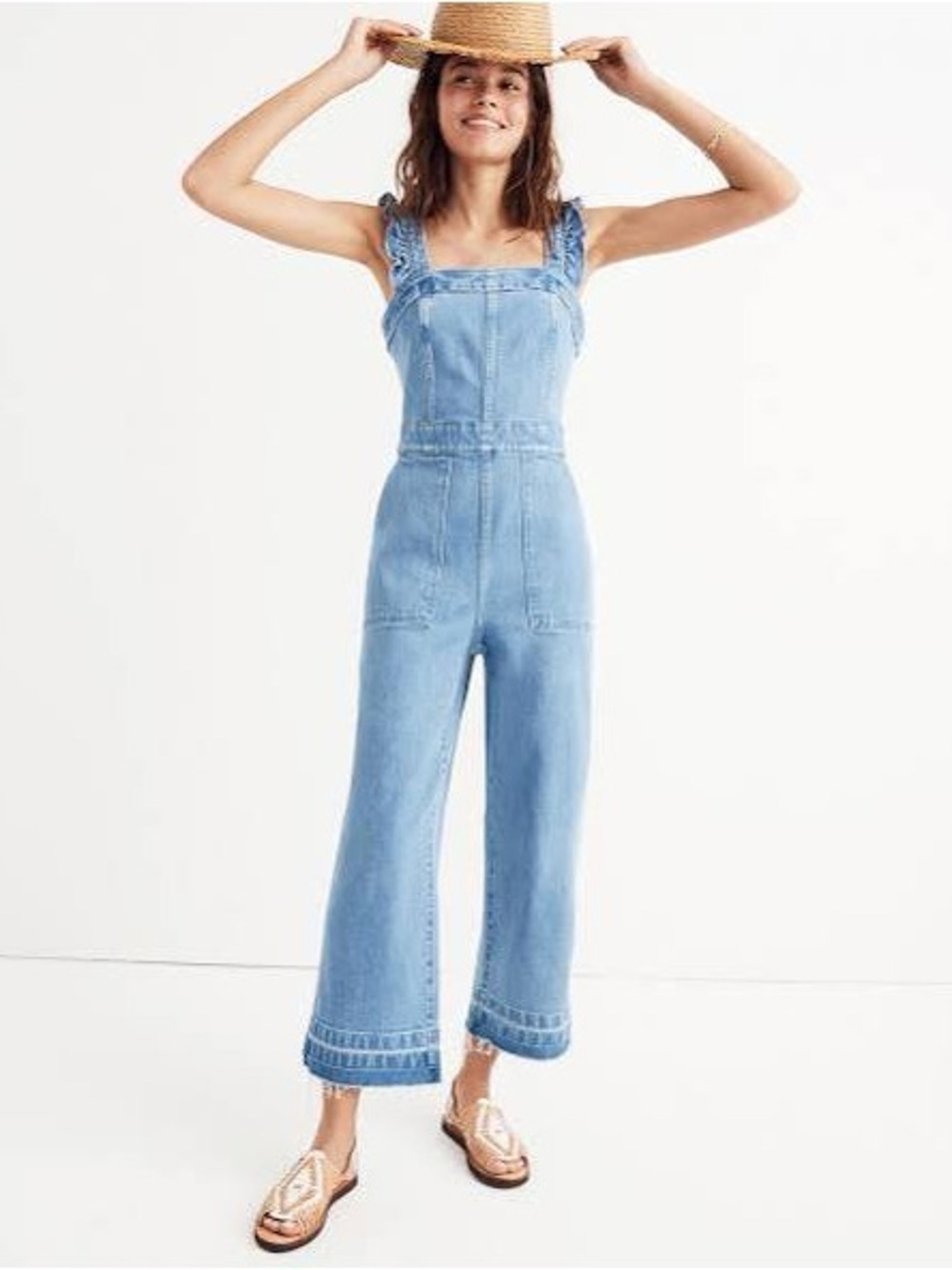 Madewell Light Blue Denim Wide-Leg Overalls Jeans size 2